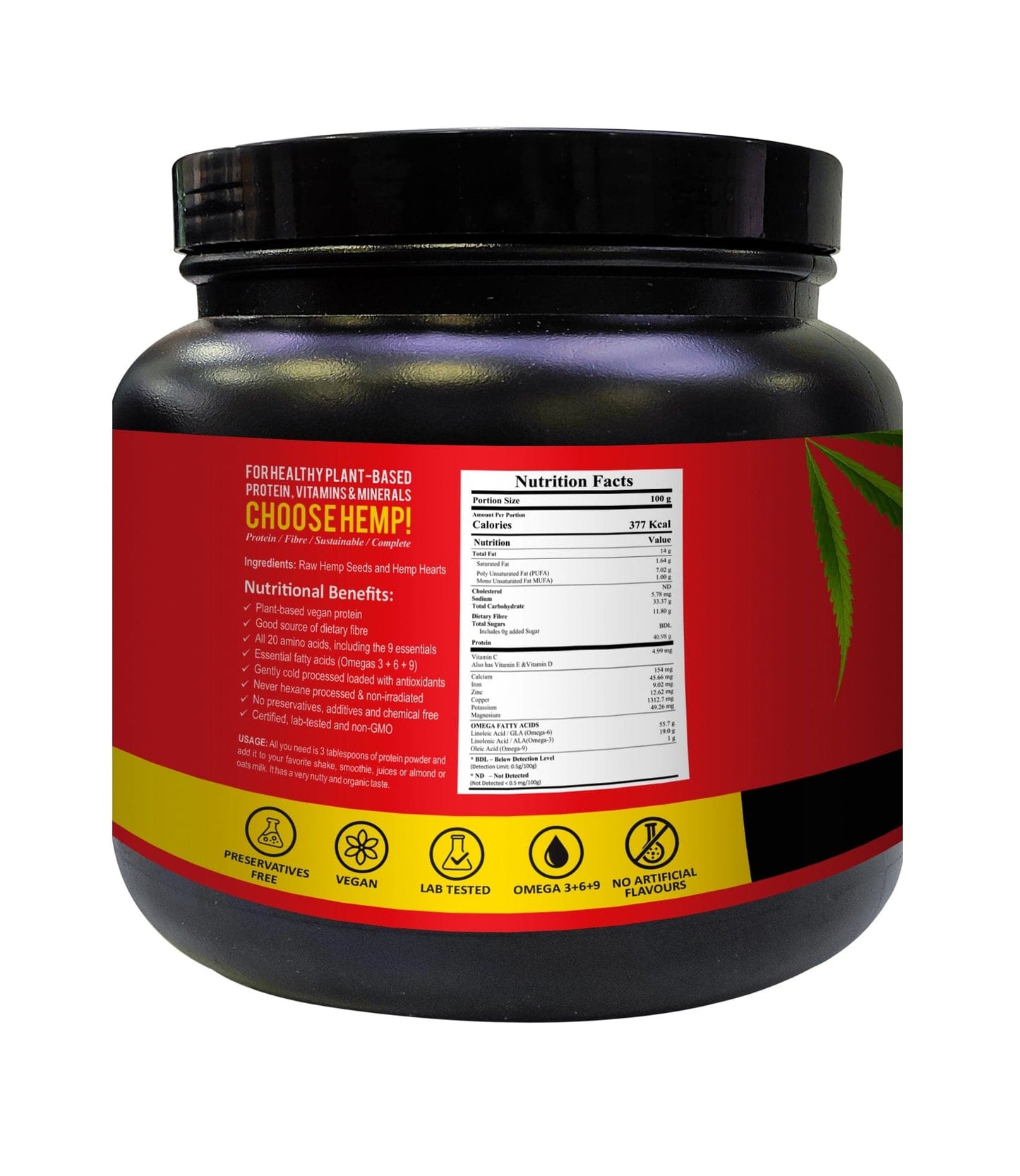 INDUS HEMP - HEMP PROTEIN POWDER | Hemp Seed Powder | Plant Based, Gluten free Protein