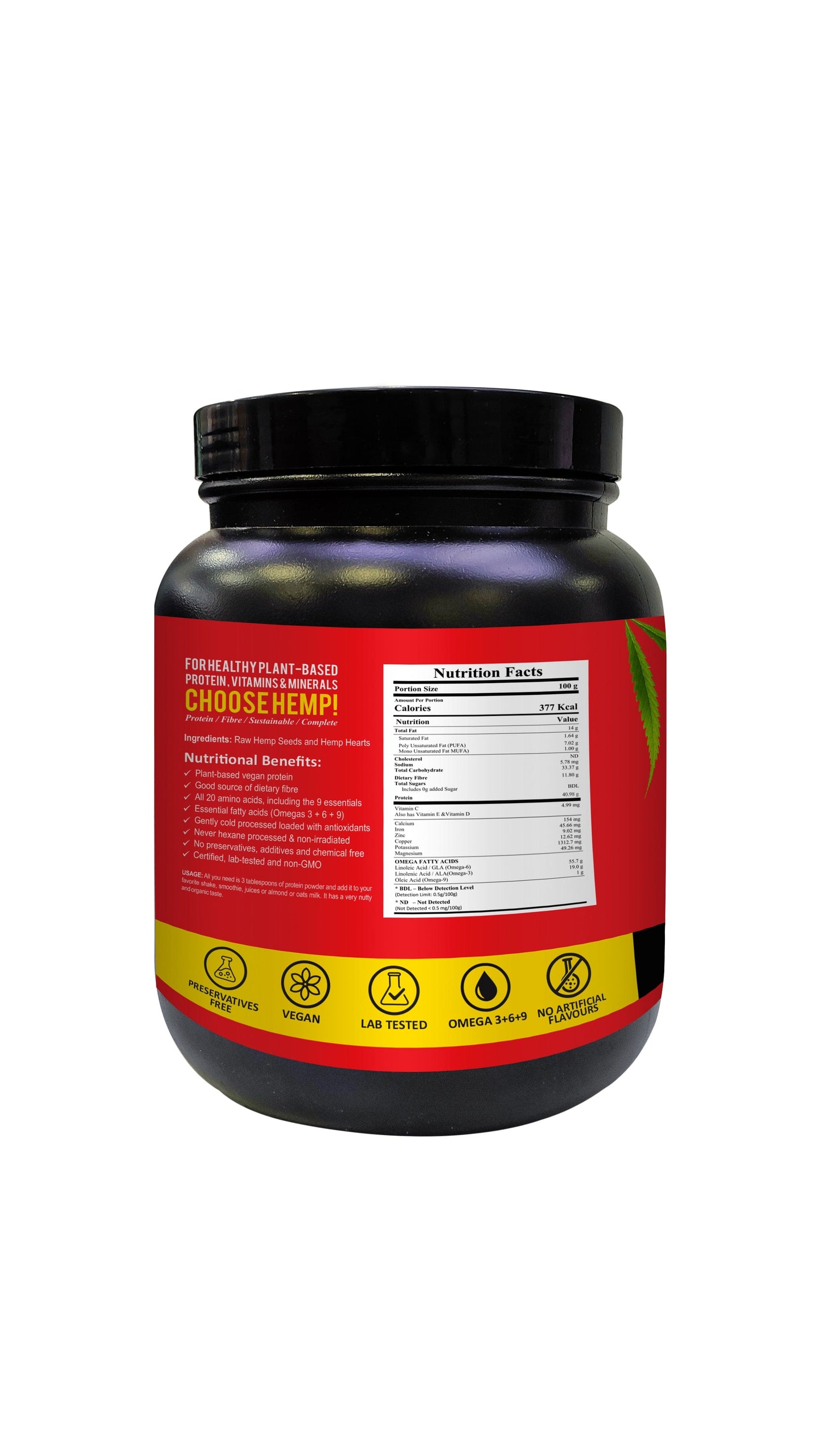 INDUS HEMP - HEMP PROTEIN POWDER | Hemp Seed Powder | Plant Based, Gluten free Protein
