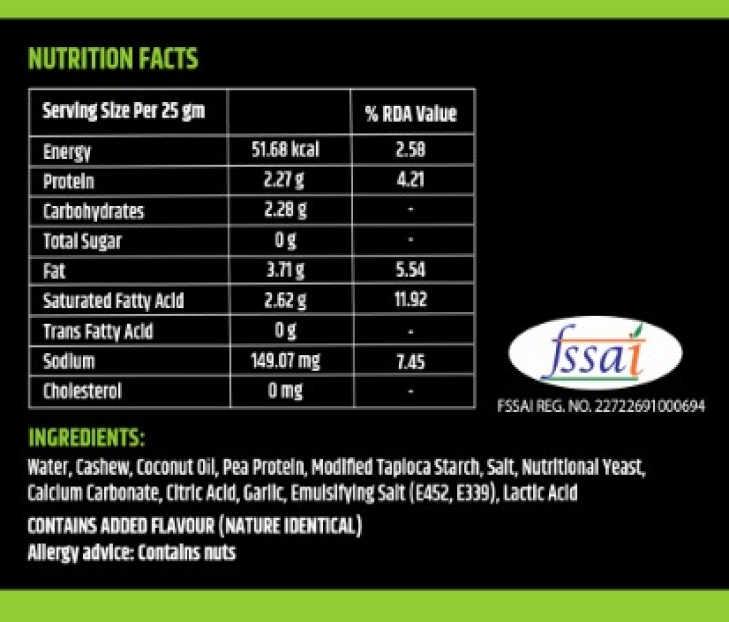 PlantWise Gourmet Spread Cheezy Garlic Flavor 200 gms (Zero Cholesterol, Zero Lactose,Plant Based)