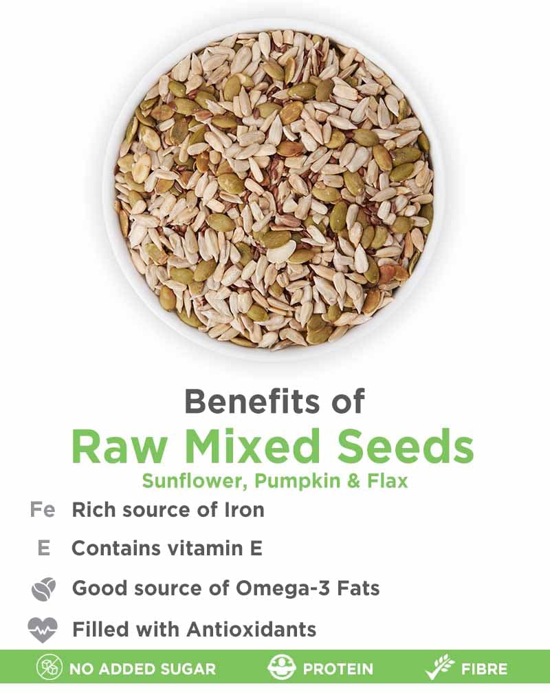 True Elements Raw Sunflower Pumpkin And Flax Seeds 150gm - plant based Dukan