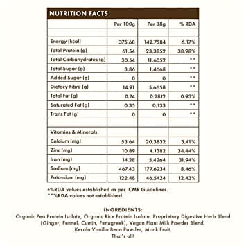 COSMIX - NO-NONSENSE PLANT PROTEIN - REAL KERALA VANILLA - 500gm