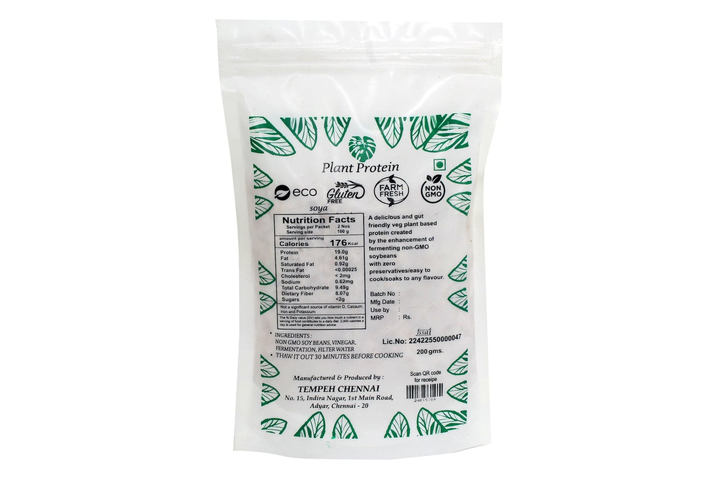 Tempeh Chennai |Tempeh Soybean CHIA Tempeh (Soybean) Fresh , 200g
