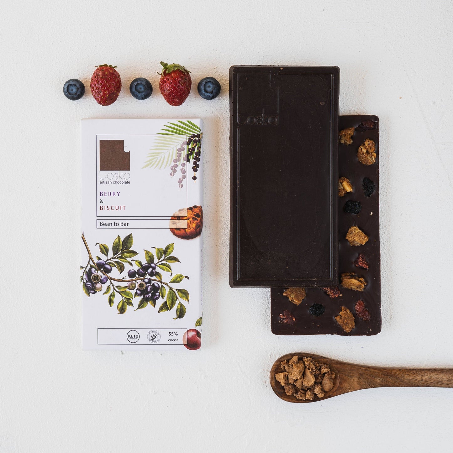 Toska - Berry & Biscuit Dark Chocolate - 70gm