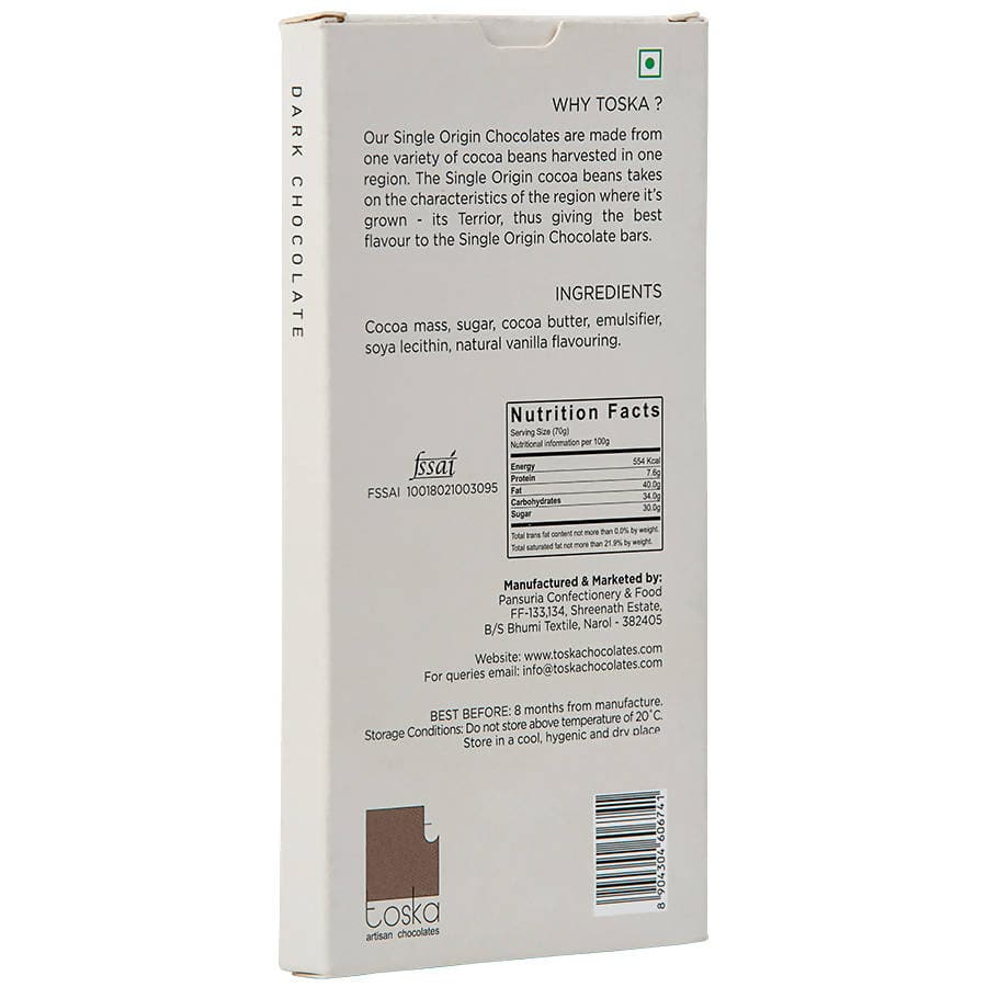 Toska - Madagascar - Single Origin Dark Chocolate - 70gm - plant based Dukan