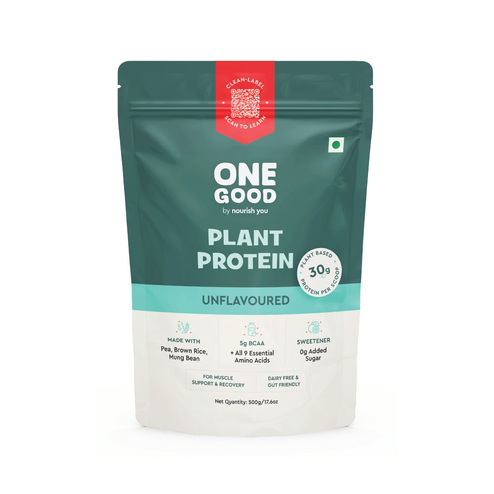 Nourish You Unflavoured Plant Protein Powder 500g | 30g Protein Per Serving | Pea, Brown Rice & Mung Bean Blend | Soy-Free, Dairy-Free, Gluten-Free | No Artificial Flavours or Sweeteners | Supports Muscle Growth