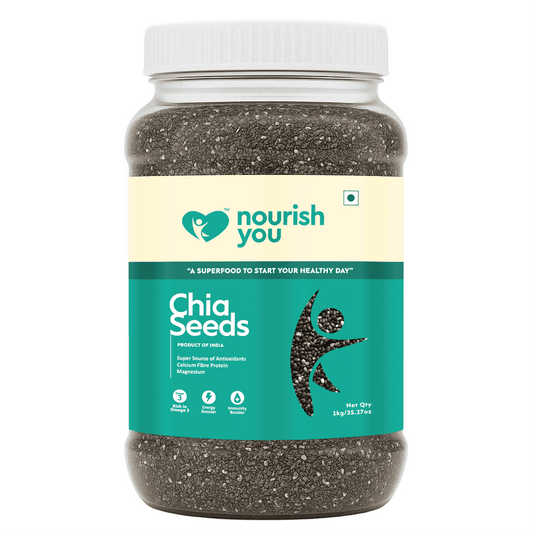 Nourish You Raw & Whole Chia Seeds 1kg Jar | Dirt & Stone free | Gluten Free | Source of Calcium, Protein , Dietary Fibre & Antioxidant | Rich with Omega 3 & Zinc | Premium superfoods | Supports Weight Management | Value Pack offer