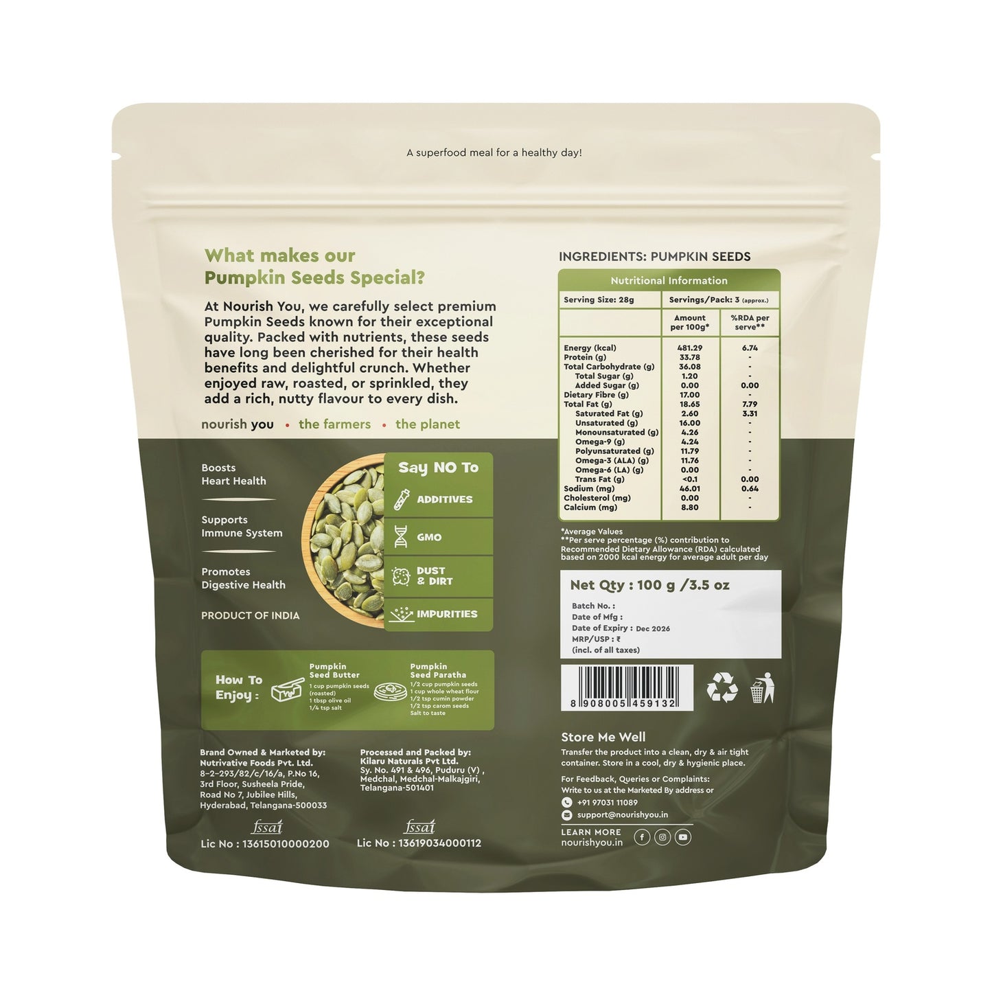 NOURISH YOU Raw Pumpkin Seeds (100G)
