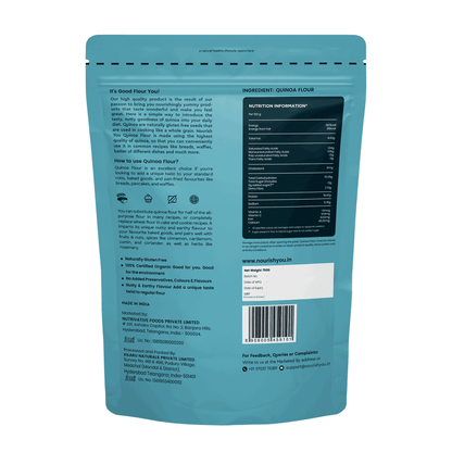 Nourish You Quinoa Flour 750G Pack | High Protein Quinoa & Gluten Free Atta | Enriched with Dietary Fibre, Vitamins | Improves Gut Health | Superfood | Micro-nutrients | No added Preservatives | Helps in Weight Management