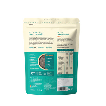 Nourish You Raw & Whole Chia Seeds 500g | Goodness of 37.5g Dietary Fibre & 20.4g Protein per 100g | Dirt & Stone free | Gluten Free | Source of Calcium, & Antioxidant , Omega 3 & Zinc | Premium superfoods | Pack of 1 | Supports Weight Management |