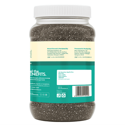 Nourish You Raw & Whole Chia Seeds 1kg Jar | Dirt & Stone free | Gluten Free | Source of Calcium, Protein , Dietary Fibre & Antioxidant | Rich with Omega 3 & Zinc | Premium superfoods | Supports Weight Management | Value Pack offer