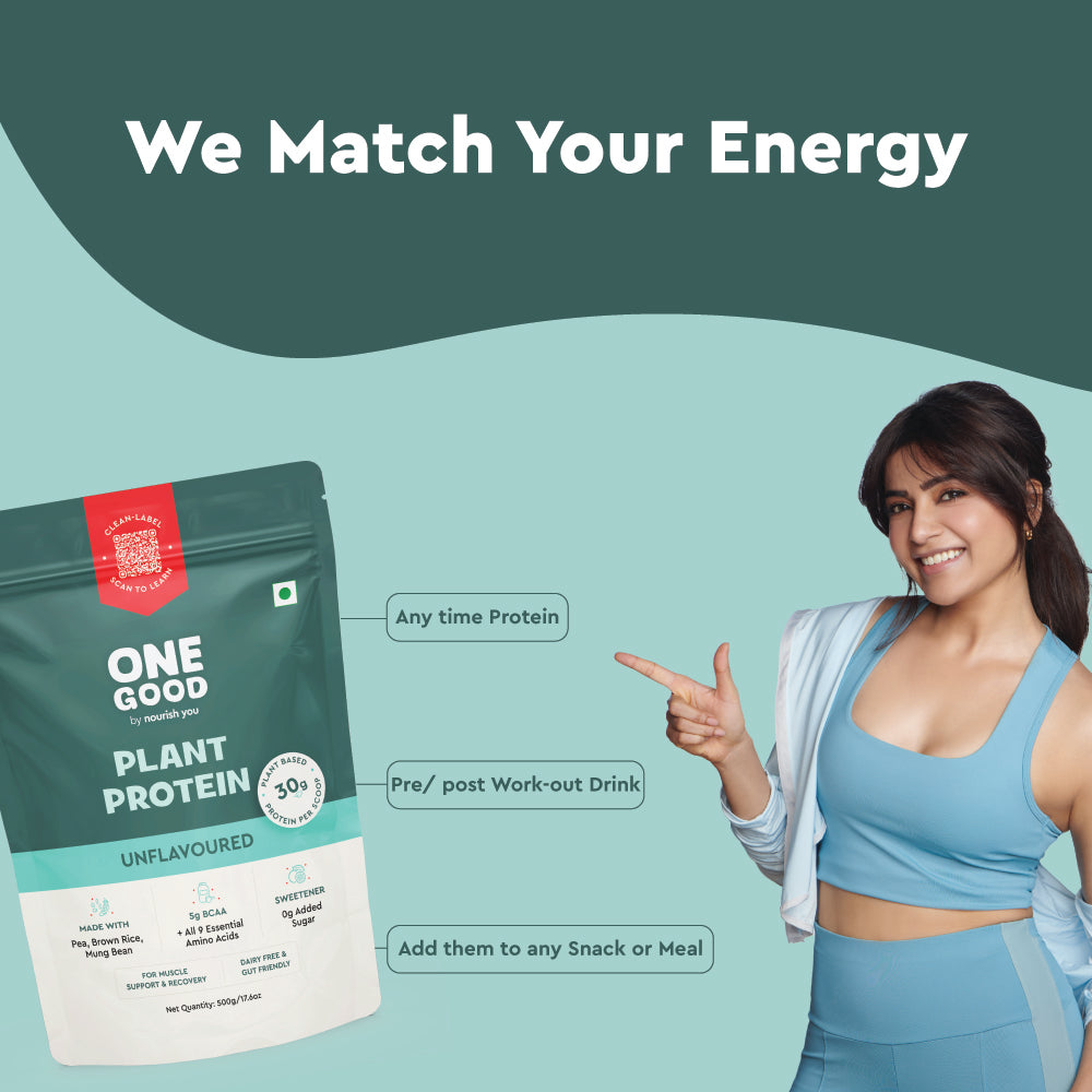 Nourish You Unflavoured Plant Protein Powder 500g | 30g Protein Per Serving | Pea, Brown Rice & Mung Bean Blend | Soy-Free, Dairy-Free, Gluten-Free | No Artificial Flavours or Sweeteners | Supports Muscle Growth