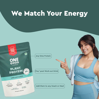 Nourish You Unflavoured Plant Protein Powder 500g | 30g Protein Per Serving | Pea, Brown Rice & Mung Bean Blend | Soy-Free, Dairy-Free, Gluten-Free | No Artificial Flavours or Sweeteners | Supports Muscle Growth