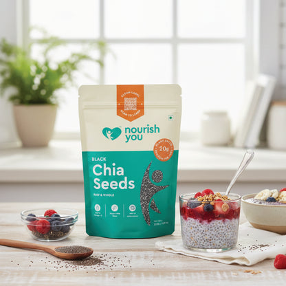 Nourish You Raw & Whole Black Chia Seeds 250g | Dirt & Stone free | Gluten Free | Source of Calcium, Protein , Dietary Fibre & Antioxidant | Rich with Omega 3 & Zinc | Premium superfoods | Pack of 1 | Supports Weight Management