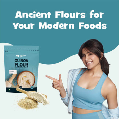 Nourish You Quinoa Flour 750G Pack | High Protein Quinoa & Gluten Free Atta | Enriched with Dietary Fibre, Vitamins | Improves Gut Health | Superfood | Micro-nutrients | No added Preservatives | Helps in Weight Management