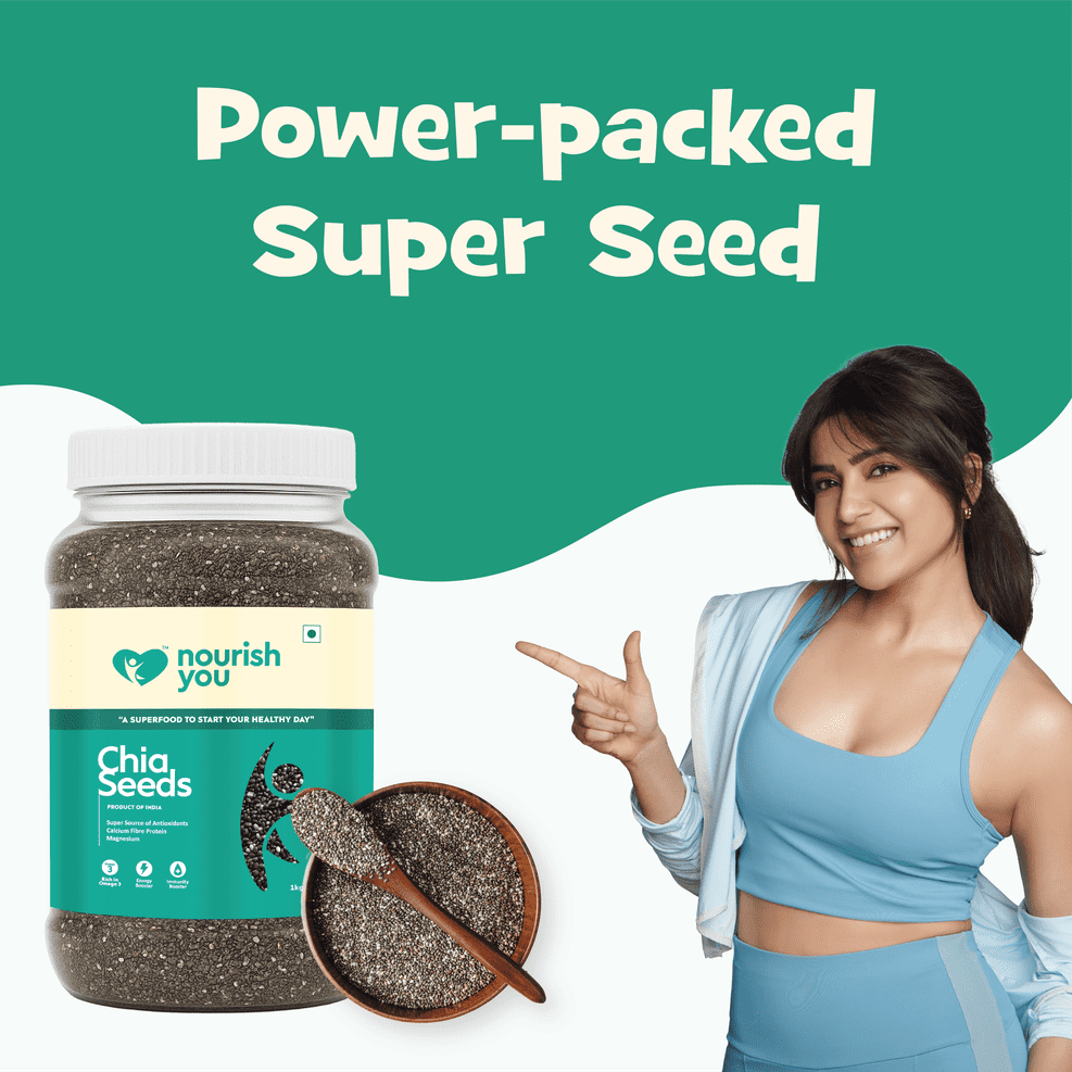 Nourish You Raw & Whole Chia Seeds 1kg Jar | Dirt & Stone free | Gluten Free | Source of Calcium, Protein , Dietary Fibre & Antioxidant | Rich with Omega 3 & Zinc | Premium superfoods | Supports Weight Management | Value Pack offer