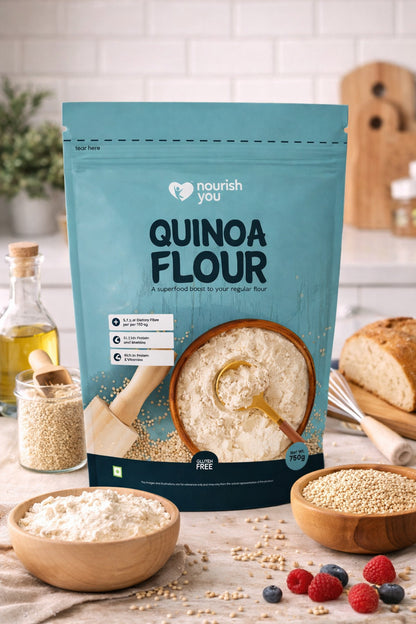 Nourish You Quinoa Flour 750G Pack | High Protein Quinoa & Gluten Free Atta | Enriched with Dietary Fibre, Vitamins | Improves Gut Health | Superfood | Micro-nutrients | No added Preservatives | Helps in Weight Management