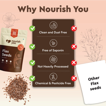 Nourish You Flax Seeds | Rich in Omega 3, Calcium and Fatty Acid - 500 G Brown Flax Seeds (500 g)