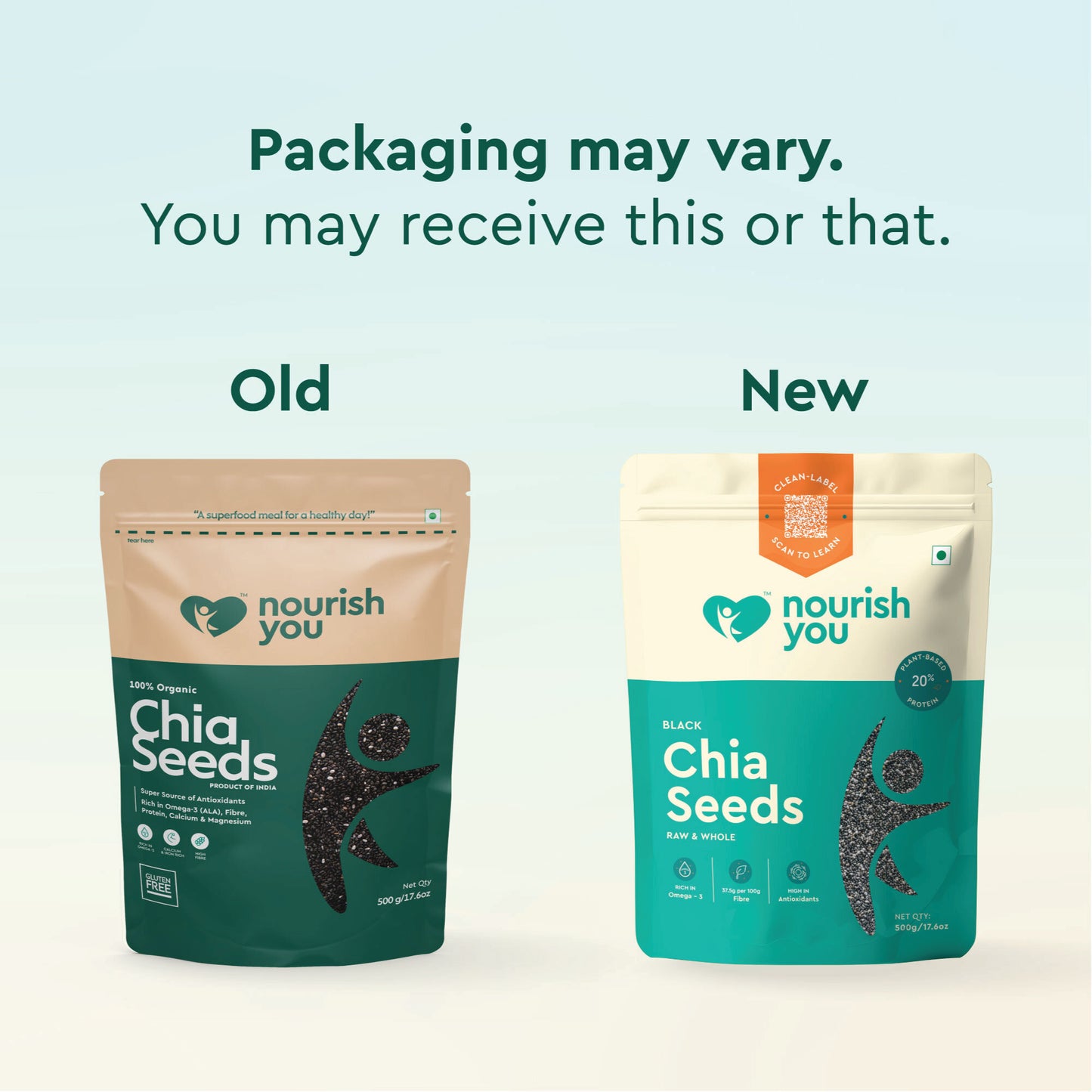 Nourish You Raw & Whole Chia Seeds 500g | Goodness of 37.5g Dietary Fibre & 20.4g Protein per 100g | Dirt & Stone free | Gluten Free | Source of Calcium, & Antioxidant , Omega 3 & Zinc | Premium superfoods | Pack of 1 | Supports Weight Management |