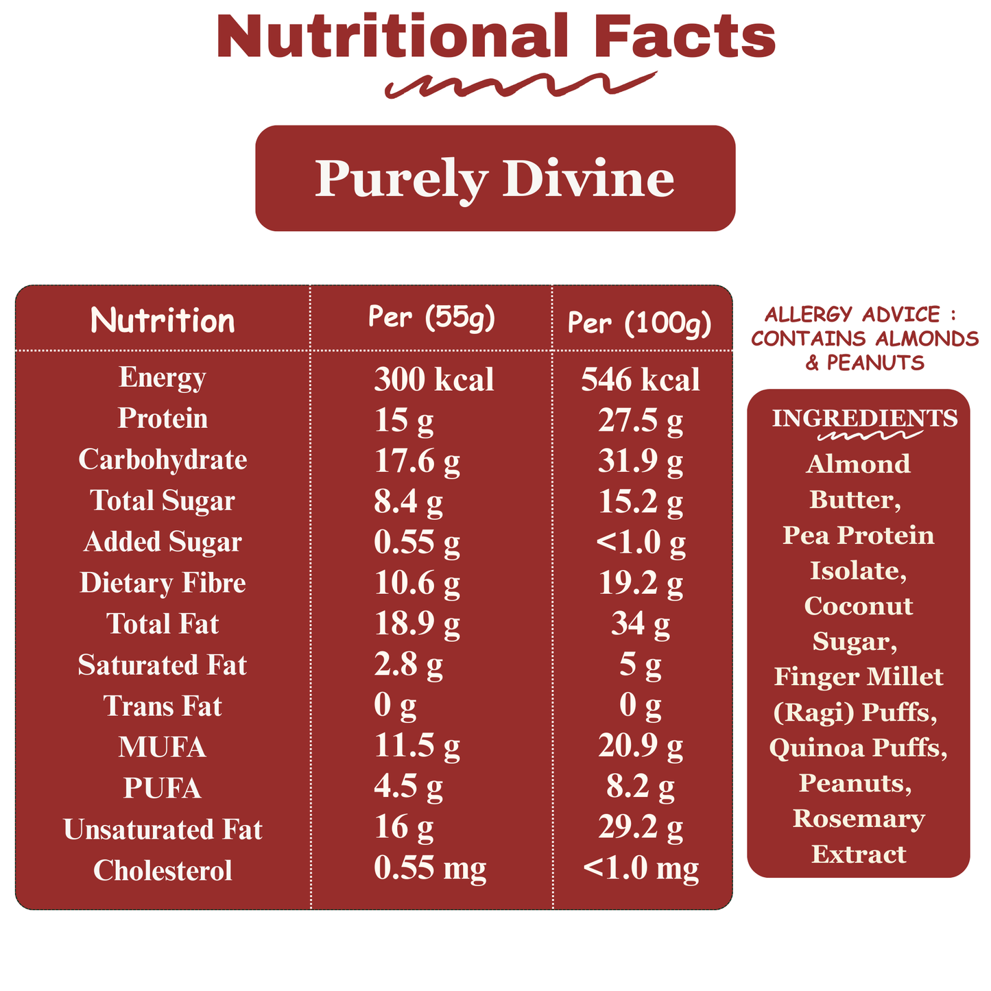 OnReal Purely Divine Plant-Based Protein Bars (Pack of 3 x 55g Each) | 15g Protein, No Refined Sugar, High Fiber | Almond Butter, Ragi & Quinoa Puffs | Vegan, Gluten-Free | Clean Label Snack