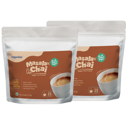 VeganDay Masala Chai Instant Premix | No Added Sugar -  25 Serves (Pack of 2)