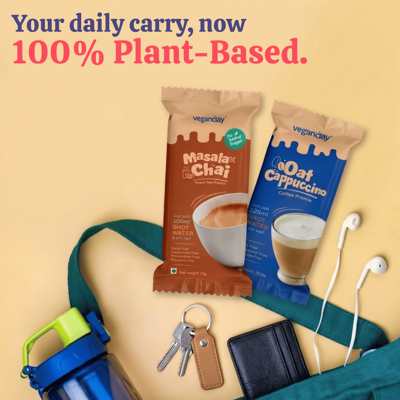VeganDay Oat Cappuccino Instant Premix -| No Added Sugar - 15 Serves (Pack of 2)