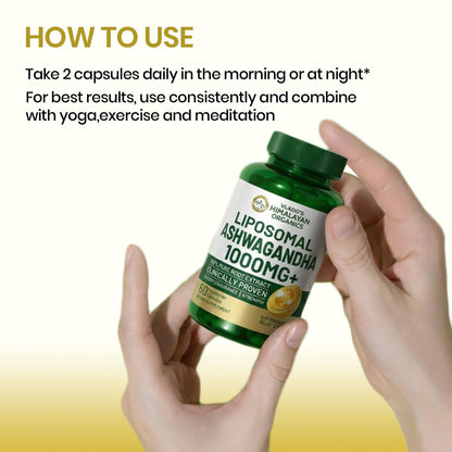 Vlado's Himalayan Organics Liposomal Ashwagandha 1000mg per Serving | Ashwagandha Root Extract | 60 Veg Capsules