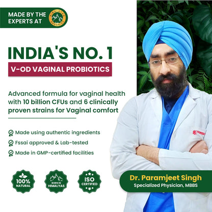 Vlado’s Himalayan Organics Vaginal Probiotics for Women | With Lactobacillus & Prebiotics | Supports Intimate pH Balance | 10 Billion CFU | 60 Veg Capsules