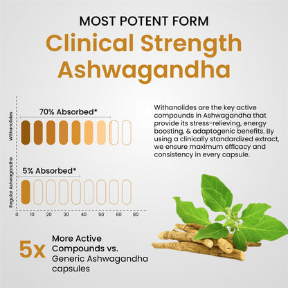 Vlado's Himalayan Organics Pure Ashwagandha Capsules | 10% Withanolides | 600 mg Ultra High Potency | Root-Only Extract | 30 Veg Capsules