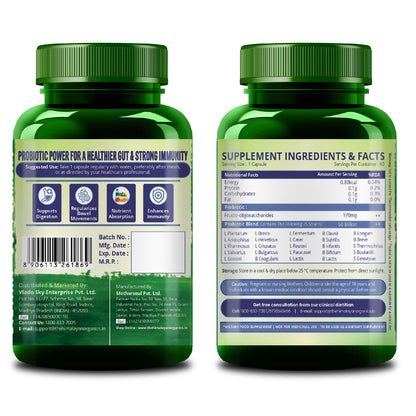 Vlado’s Himalayan Organics Probiotics Supplement 60 Billion CFU with 170mg Prebiotics & 24 Strains | Plant-Based Formula | 60 Veg Capsules