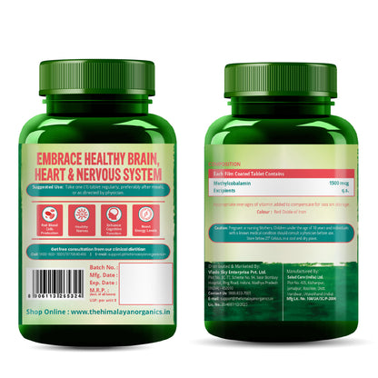 Vlado's Himalayan Organics Methylcobalamin Vitamin B12 Tablets 1500 mcg | 120 Vegetarian Tablets | 4 Months Supply
