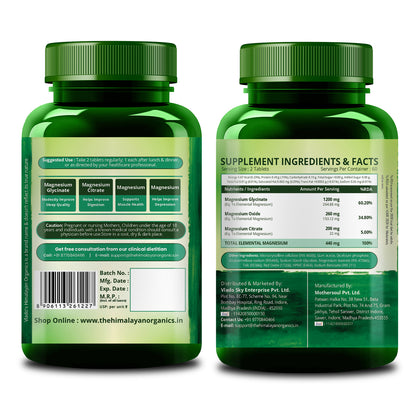 Vlado's Himalayan Organics Magnesium Complex Supplement | 1660mg- 120 Veg Tablets