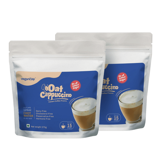 VeganDay Oat Cappuccino Instant Premix -| No Added Sugar - 15 Serves (Pack of 2)
