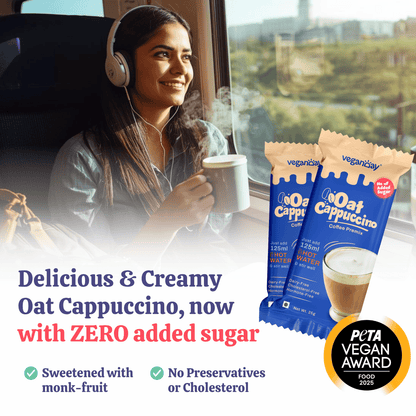 VeganDay Oat Cappuccino Instant Premix -| No Added Sugar - 15 Serves (Pack of 2)