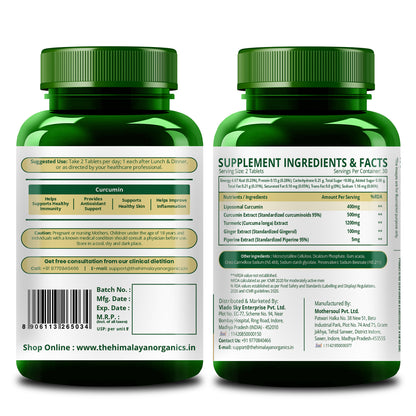 Vlado’s Himalayan Organics Liposomal Curcumin 2200 mg+ with BioPerine & Herbal Extracts – 60 Vegetarian Tablets