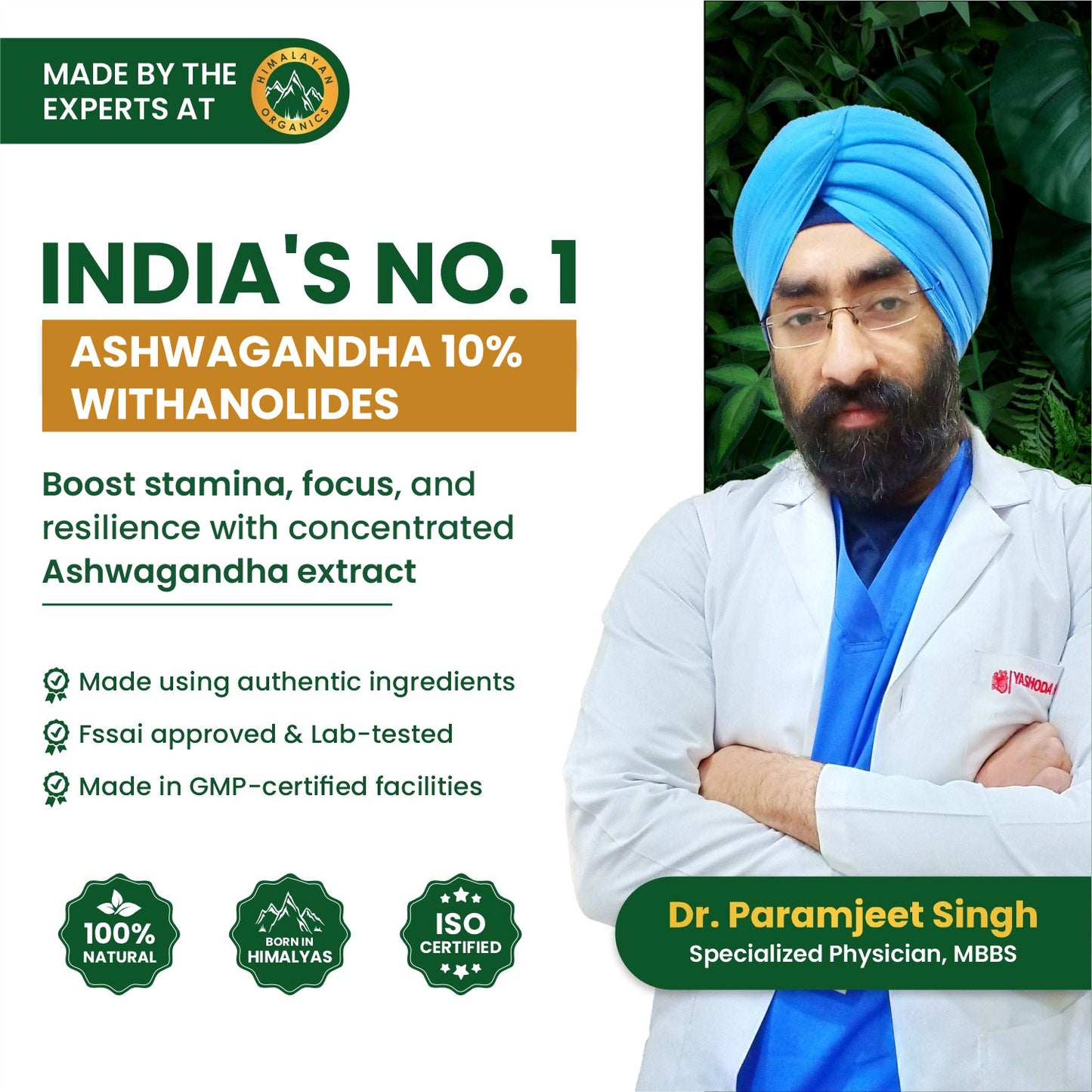 Vlado's Himalayan Organics Pure Ashwagandha Capsules | 10% Withanolides | 600 mg Ultra High Potency | Root-Only Extract | 30 Veg Capsules