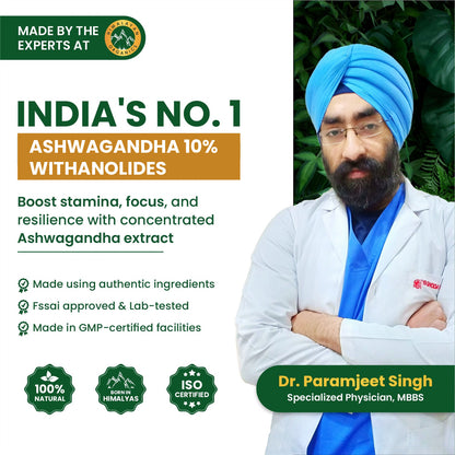Vlado's Himalayan Organics Pure Ashwagandha Capsules | 10% Withanolides | 600 mg Ultra High Potency | Root-Only Extract | 30 Veg Capsules