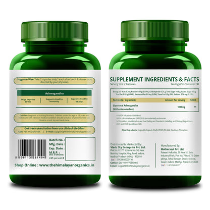 Vlado's Himalayan Organics Liposomal Ashwagandha 1000mg per Serving | Ashwagandha Root Extract | 60 Veg Capsules