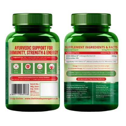 Vlado's Himalayan Organics Pure Ashwagandha Capsules | 10% Withanolides | 600 mg Ultra High Potency | Root-Only Extract | 30 Veg Capsules