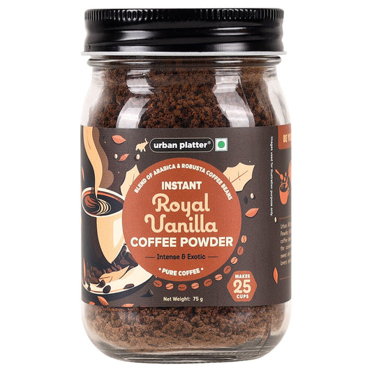 Urban Platter Instant Royal Vanilla Coffee Powder, 75g (Flavoured Instant Coffee | Blend of Robusta and Arabica Beans | Makes 25 Cups