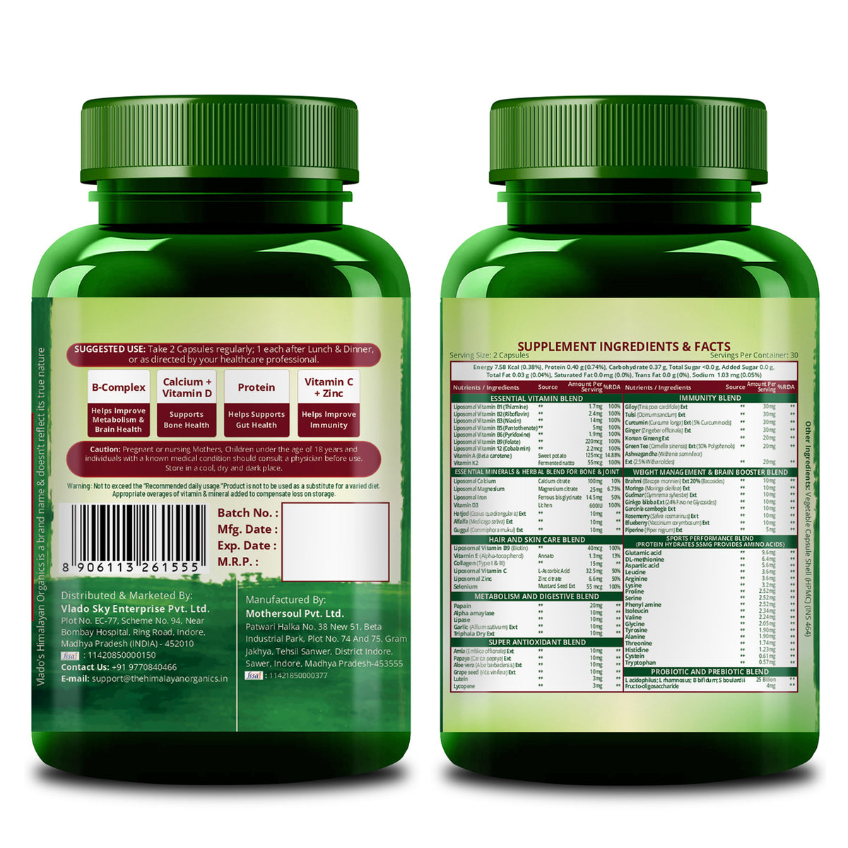 Vlado's Himalayan Organics Liposomal Multivitamin for Women || 60 Veg Capsules