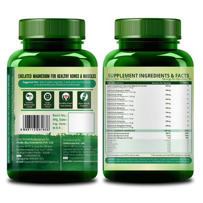 Vlado's Himalayan Organics Liposomal Magnesium Supplement 28000mg | 10 Magnesium Complex with Magnesium Citrate, Glycinate, Threonate, Oxide & More | With Vitamin D3 & B12 | High Bioavailability Formula | 60 Veg Tablets
