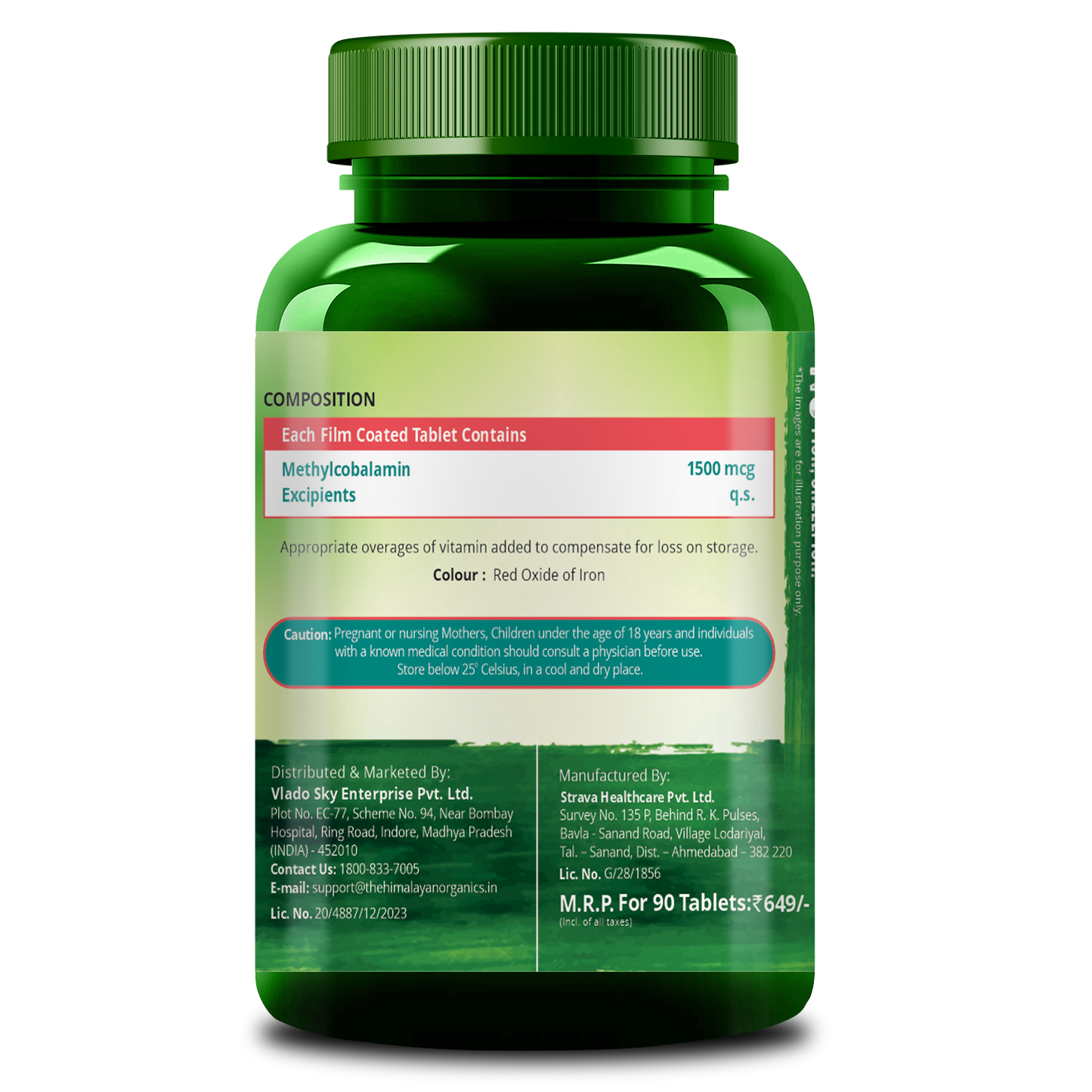 Himalayan Organics Methylcobalamin Vitamin B12 1500mcg - 90 Veg Tablets