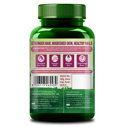 Vlado's Himalayan Organics Biotin 10,000 mcg Supplement with Keratin, Amino Acids & Multivitamin - 120 Veg Tablets