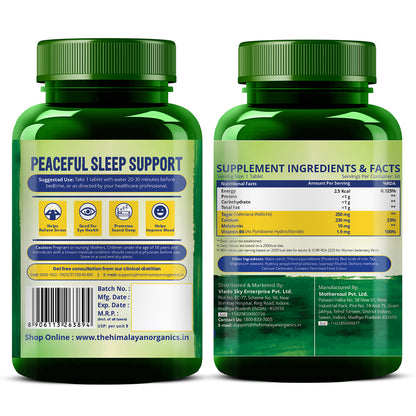 Vlado's Himalayan Organics Melatonin 10mg + Tagar 250mg Supplement with Vitamin B6 & Calcium | Non-Habit Forming | 60 Veg Tablets