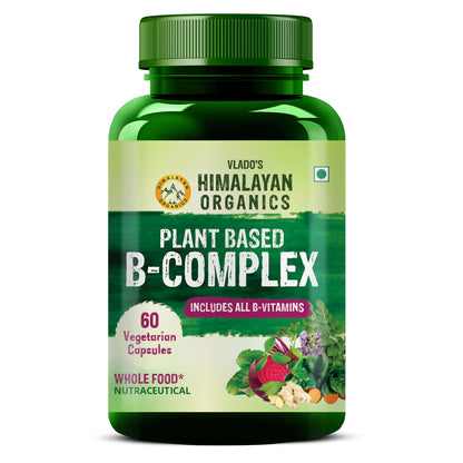 Vlado's Himalayan Organics Plant Based B Complex Vitamins B12, B1, B3, B2, B9 - 60 Veg Capsules