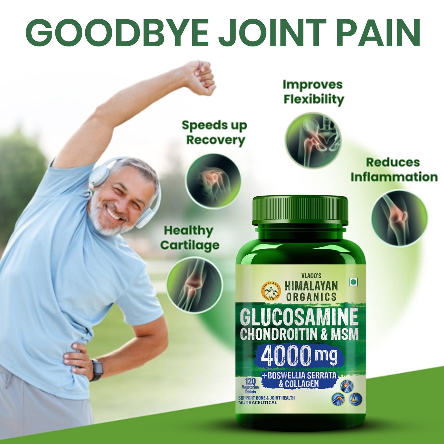 Vlado's Himalayan Organics Glucosamine Chondroitin MSM with Boswellia | 120 Tablets