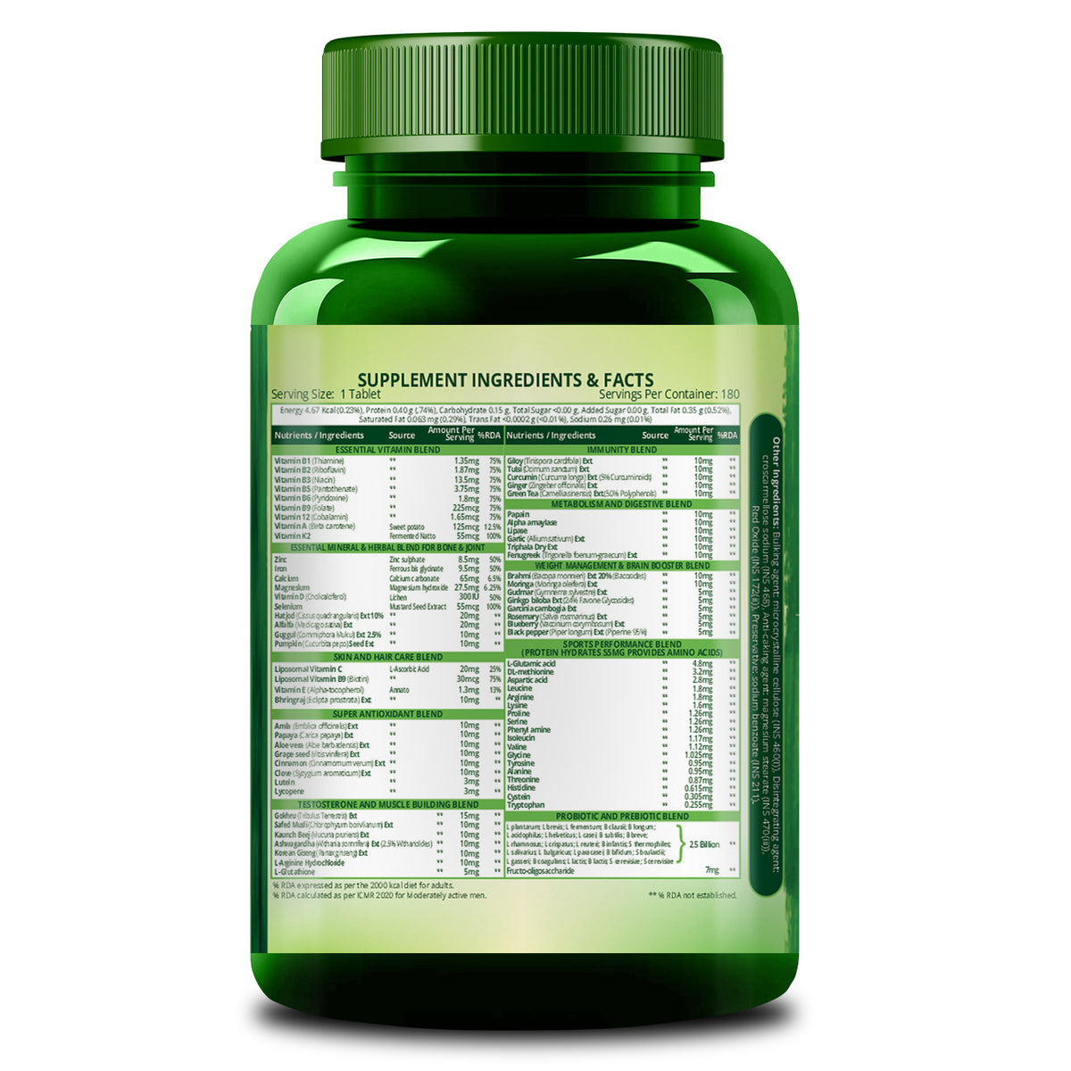 Vlado's Himalayan Organics Multivitamin for Men & Women with 100  Ingredients | With Probiotics, Herbal Extracts & Minerals | 180 Veg Tablets