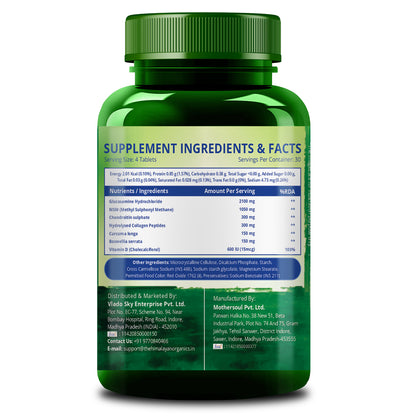 Vlado's Himalayan Organics Glucosamine Chondroitin MSM with Boswellia | 120 Tablets