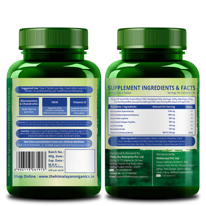 Vlado's Himalayan Organics Glucosamine Chondroitin MSM with Boswellia | 120 Tablets