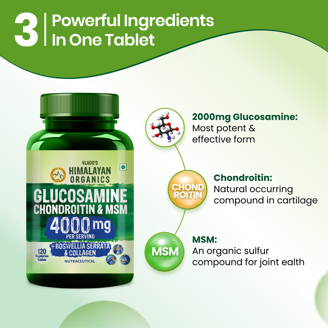 Vlado's Himalayan Organics Glucosamine Chondroitin MSM with Boswellia | 120 Tablets